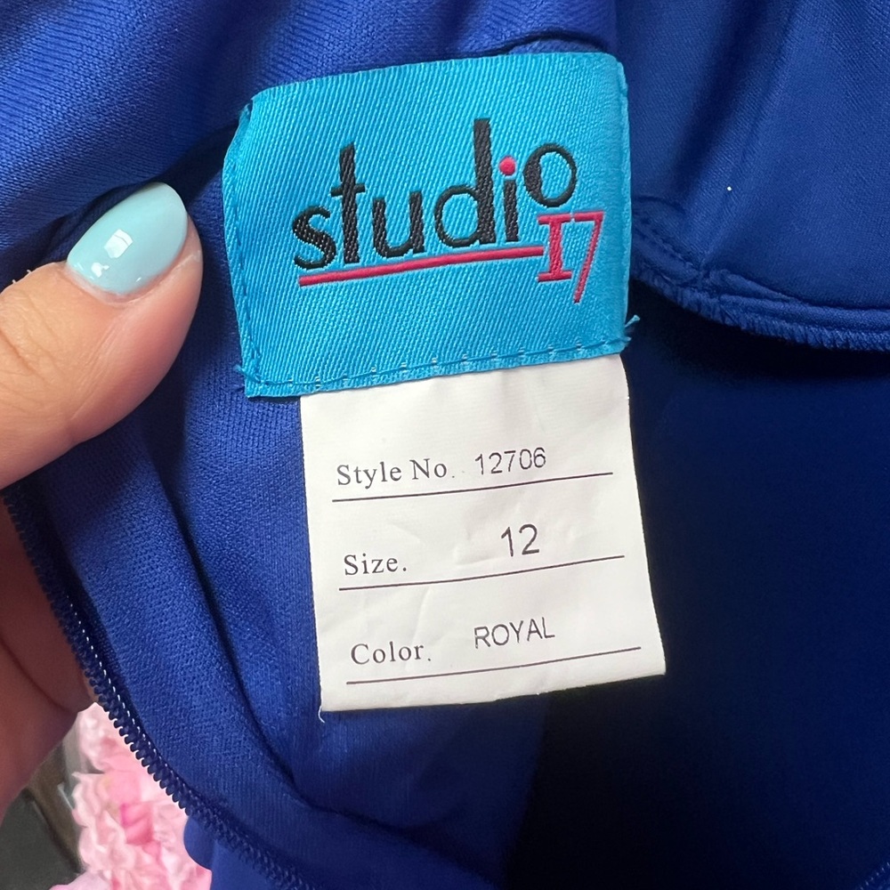 Studio 17 12706 Royal Blue Size 12 Off The Shoulder Long Dress With Bell Sleeves - Picture 5 of 5